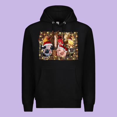 Christmas Farm Animals Premium Hoodie Designed By Ranaportraitstore