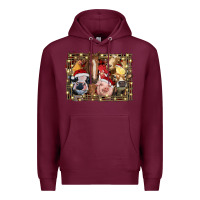 Burgundy christmas farm animals Premium Hoodie - RanaPortraitStore