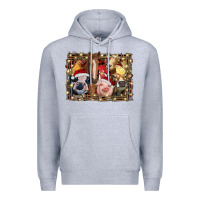Heather Grey christmas farm animals Premium Hoodie - RanaPortraitStore