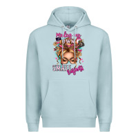 Blue Mist minding my own small business blonde messy bun Premium Hoodie - texasbilliewilder