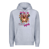 Heather Grey minding my own small business blonde messy bun Premium Hoodie - texasbilliewilder
