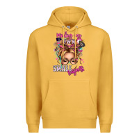 Mustard minding my own small business blonde messy bun Premium Hoodie - texasbilliewilder