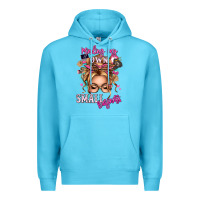 Ocean Blue minding my own small business blonde messy bun Premium Hoodie - texasbilliewilder
