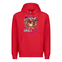 Red minding my own small business blonde messy bun Premium Hoodie - texasbilliewilder