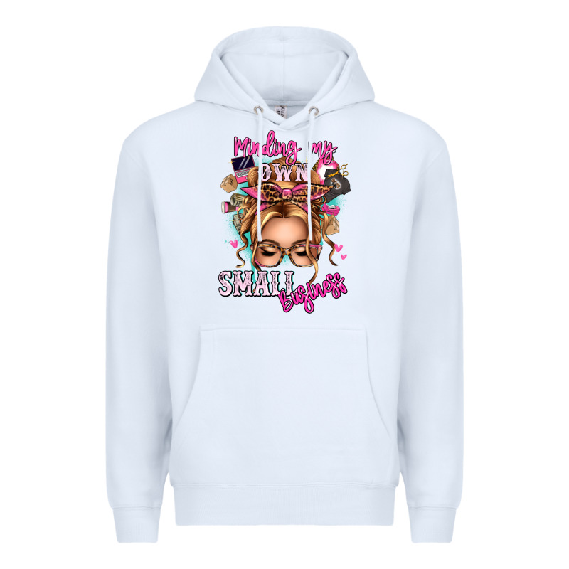 Minding My Own Small Business Blonde Messy Bun Premium Hoodie by texasbilliewilder | Teevron