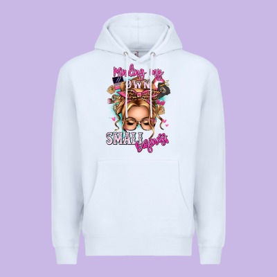Minding My Own Small Business Blonde Messy Bun Premium Hoodie Designed By Texasbilliewilder