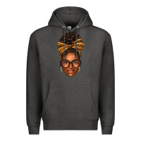 Charcoal Heather afro woman messy bun Premium Hoodie - texasbilliewilder