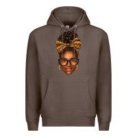 Coffee afro woman messy bun Premium Hoodie - texasbilliewilder
