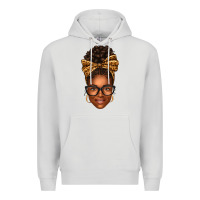 Dove Grey afro woman messy bun Premium Hoodie - texasbilliewilder