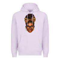 Lilac afro woman messy bun Premium Hoodie - texasbilliewilder