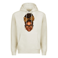 Oatmeal Heather afro woman messy bun Premium Hoodie - texasbilliewilder