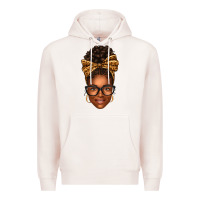 Pale Pink afro woman messy bun Premium Hoodie - texasbilliewilder