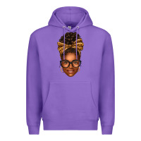 Purple afro woman messy bun Premium Hoodie - texasbilliewilder