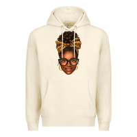 Afro Woman Messy Bun Premium Hoodie | Teevron