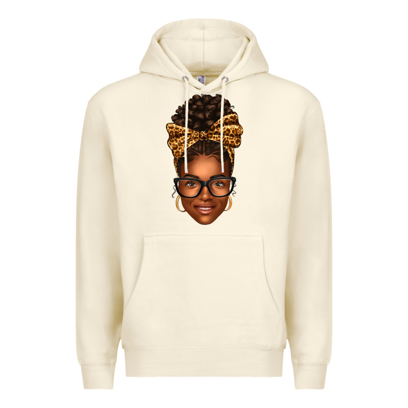 Afro Woman Messy Bun Premium Hoodie by texasbilliewilder | Teevron