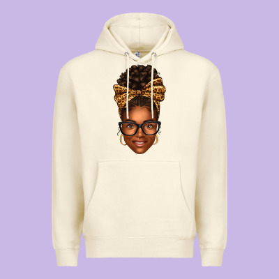 Afro Woman Messy Bun Premium Hoodie Designed By Texasbilliewilder