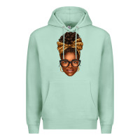Seafoam afro woman messy bun Premium Hoodie - texasbilliewilder