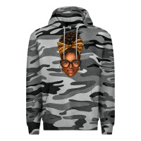 Slate Camo afro woman messy bun Premium Hoodie - texasbilliewilder