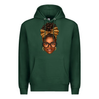 Sports Green afro woman messy bun Premium Hoodie - texasbilliewilder