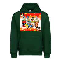 Forest Green cartoon characters coffee cups Urban Hoodie - Zillion Design Studio