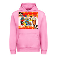 Fuchsia Pink cartoon characters coffee cups Urban Hoodie - Zillion Design Studio