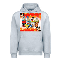 Heather Grey cartoon characters coffee cups Urban Hoodie - Zillion Design Studio