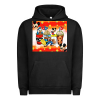 Pigment Black cartoon characters coffee cups Urban Hoodie - Zillion Design Studio