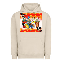Pigment French Oak cartoon characters coffee cups Urban Hoodie - Zillion Design Studio