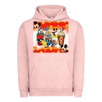 Pigment Salmon cartoon characters coffee cups Urban Hoodie - Zillion Design Studio