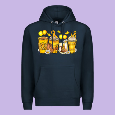 Childhood Cancer Coffee Cups Premium Hoodie Designed By Zillion Design Studio