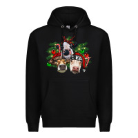 Black christmas cows with tree Premium Hoodie - RanaPortraitStore