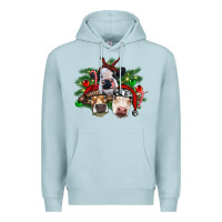Blue Mist christmas cows with tree Premium Hoodie - RanaPortraitStore