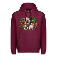 Burgundy christmas cows with tree Premium Hoodie - RanaPortraitStore