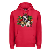 Cardinal christmas cows with tree Premium Hoodie - RanaPortraitStore