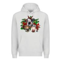 Dove Grey christmas cows with tree Premium Hoodie - RanaPortraitStore