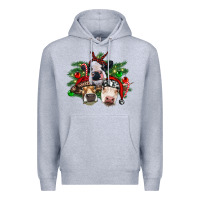 Heather Grey christmas cows with tree Premium Hoodie - RanaPortraitStore