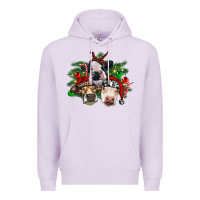 Lilac christmas cows with tree Premium Hoodie - RanaPortraitStore