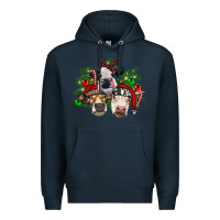 Navy christmas cows with tree Premium Hoodie - RanaPortraitStore