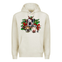 Oatmeal Heather christmas cows with tree Premium Hoodie - RanaPortraitStore