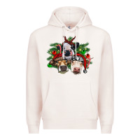 Pale Pink christmas cows with tree Premium Hoodie - RanaPortraitStore