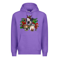 Purple christmas cows with tree Premium Hoodie - RanaPortraitStore