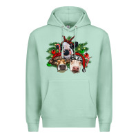 Seafoam christmas cows with tree Premium Hoodie - RanaPortraitStore
