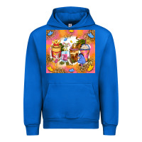 Cobalt cartoon characters coffee cups Urban Hoodie - Zillion Design Studio
