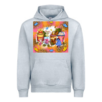 Heather Grey cartoon characters coffee cups Urban Hoodie - Zillion Design Studio