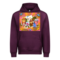 Mauve Wine cartoon characters coffee cups Urban Hoodie - Zillion Design Studio