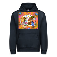 Navy cartoon characters coffee cups Urban Hoodie - Zillion Design Studio