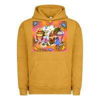 Pigment Peanut Butter cartoon characters coffee cups Urban Hoodie - Zillion Design Studio