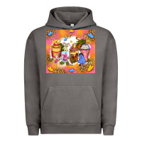 Pigment Tornado cartoon characters coffee cups Urban Hoodie - Zillion Design Studio
