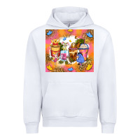 White cartoon characters coffee cups Urban Hoodie - Zillion Design Studio