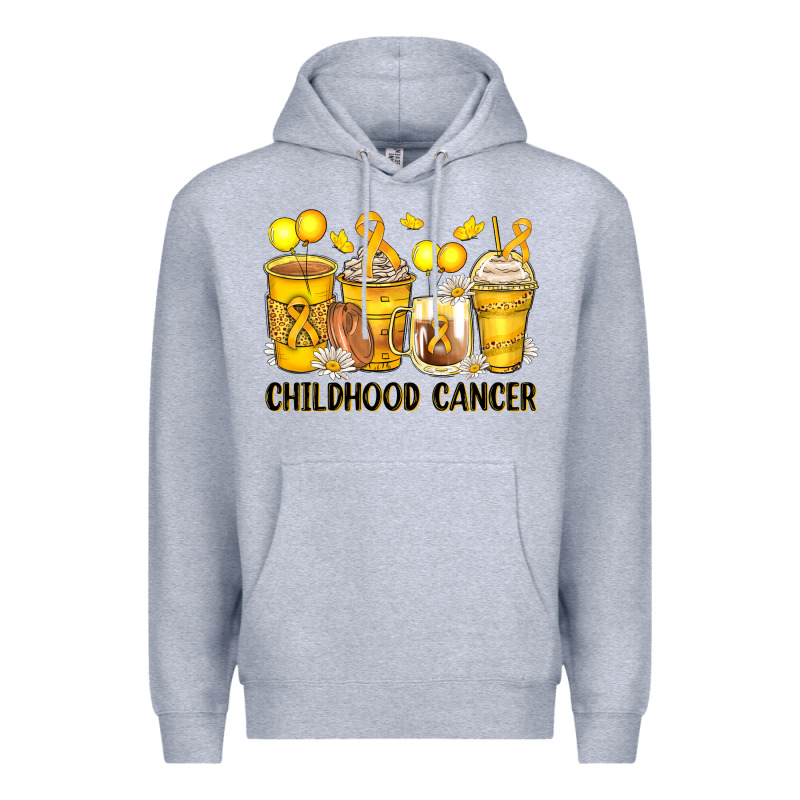 Childhood Cancer Coffee Cups Premium Hoodie by Zillion Design Studio | Teevron